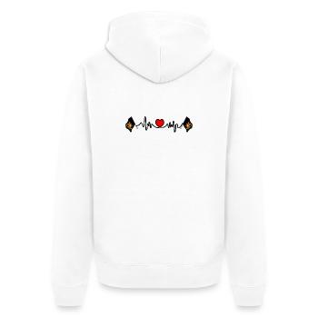 Herzfrequenz-Cardio Flämisch-Brabant Belgien - Unisex Premium Bio Zip Hoodie - Weiß - Hinten - Thijin (182cm)