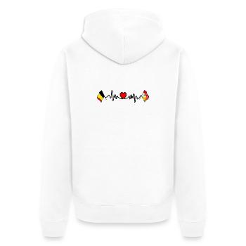 Cardio coeur Drapeau Belgique et drapeau Liège - Veste à capuche bio Premium Unisexe - blanc - Dos - Thijin (182cm)