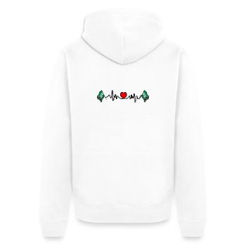 Cardio fréquence cardiaque pour Flandre Orientale Belgique - Veste à capuche bio Premium Unisexe - blanc - Dos - Thijin (182cm)