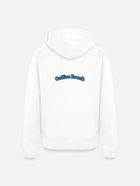 Coffee Break - Unisex Premium Organic Zip Hoodie - white