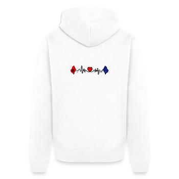 Cardio-Herz mit Flagge Albanien und Flagge Europa - Unisex Premium Bio Zip Hoodie - Weiß - Hinten - Thijin (182cm)