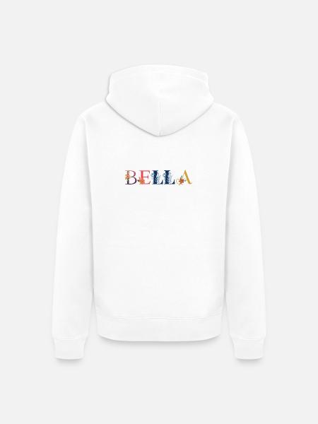 BELLA Name mit Blumen geschmückt - Unisex Premium Bio Zip Hoodie - Weiß