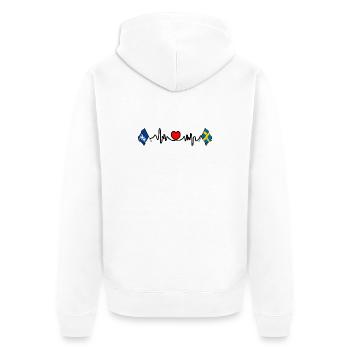 Herzfrequenz von Halland und Schweden - Unisex Premium Bio Zip Hoodie - Weiß - Hinten - Thijin (182cm)