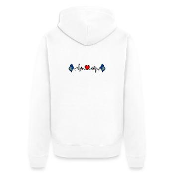 Blekinge, Schweden – Liebe in jedem Herzschlag - Unisex Premium Bio Zip Hoodie - Weiß - Hinten - Thijin (182cm)