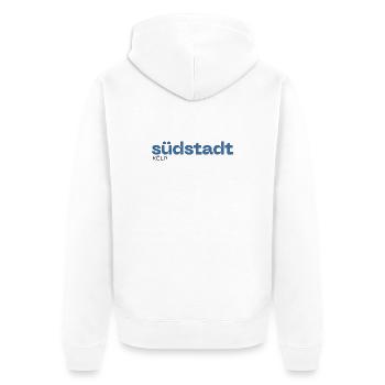 Südstadt Köln Stadtteil - Unisex Premium Bio Zip Hoodie - Weiß - Hinten - Thijin (182cm)