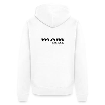 Maman Fondée en 2025 - Cadeau pour les futures mamans - Veste à capuche bio Premium Unisexe - blanc - Dos - Thijin (182cm)