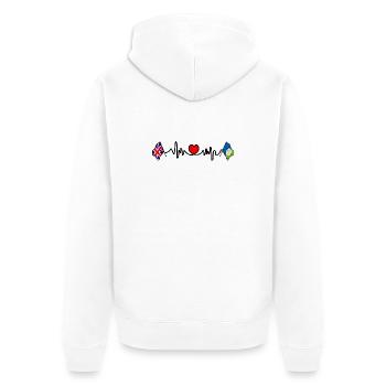 East Riding and UK Flag Heartbeat - Unisex Premium Organic Zip Hoodie - white - Back - Thijin (182cm)