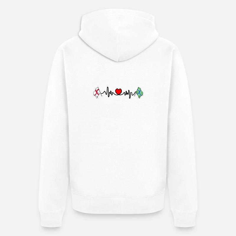 Fréquence cardiaque du Gloucestershire & Angleterre - Veste à capuche bio Premium Unisexe - blanc