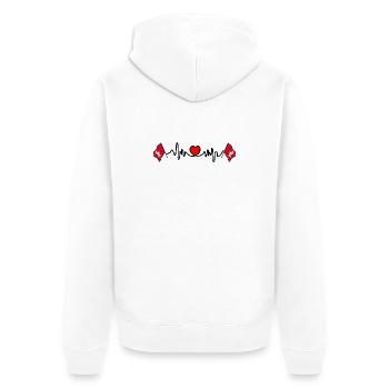 Kent-Flagge + Herzschlag - Unisex Premium Bio Zip Hoodie - Weiß - Hinten - Thijin (182cm)