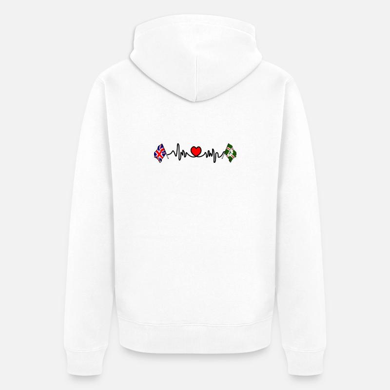 Battement de cœur du Nottinghamshire & Royaume-Uni - Veste à capuche bio Premium Unisexe - blanc
