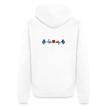 Battement de cœur du drapeau du Suffolk - Veste à capuche bio Premium Unisexe - blanc - Dos - Thijin (182cm)
