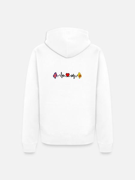 omerset flag + heartbeat + UK flag - Unisex Premium Organic Zip Hoodie - white