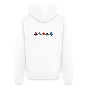 Suffolk & Great Britain Heartbeat - Unisex Premium Bio Zip Hoodie - Weiß - Hinten - Thijin (182cm)