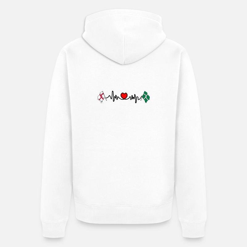 Devon & Angleterre Heartbeat - Veste à capuche bio Premium Unisexe - blanc