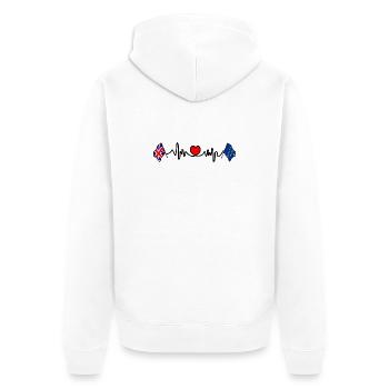 Drapeau du West Sussex + battement de cœur & drapeau britannique - Veste à capuche bio Premium Unisexe - blanc - Dos - Thijin (182cm)