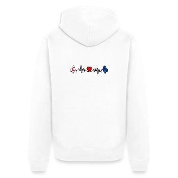 West Sussex Flagge + Herzschlag & englische Flagge - Unisex Premium Bio Zip Hoodie - Weiß - Hinten - Thijin (182cm)