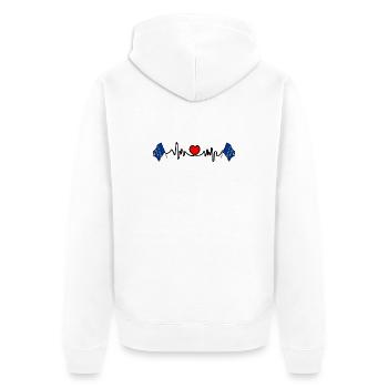 West-Sussex-Flagge + Herzschlag & Herz - Unisex Premium Bio Zip Hoodie - Weiß - Hinten - Thijin (182cm)