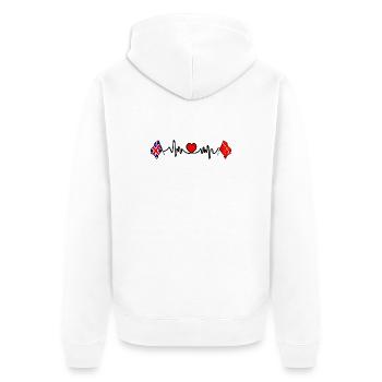 East Sussex-Flagge + britische Flagge mit Herzschlag - Unisex Premium Bio Zip Hoodie - Weiß - Hinten - Thijin (182cm)