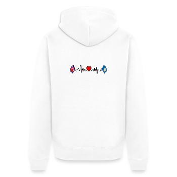 Yorkshire + Herzschlag + Flagge Großbritanniens - Unisex Premium Bio Zip Hoodie - Weiß - Hinten - Thijin (182cm)