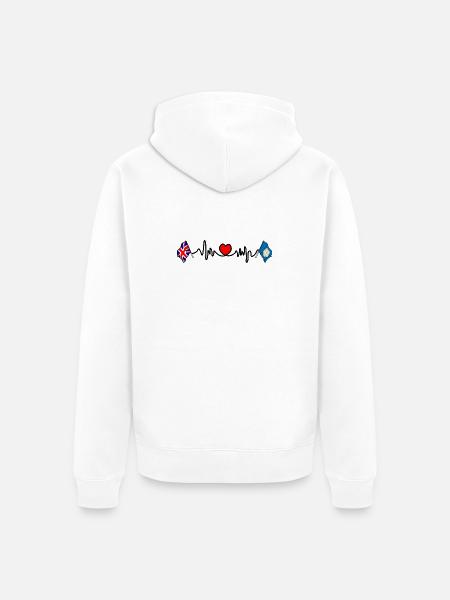 Yorkshire + heartbeat + Great Britain flag - Unisex Premium Organic Zip Hoodie - white