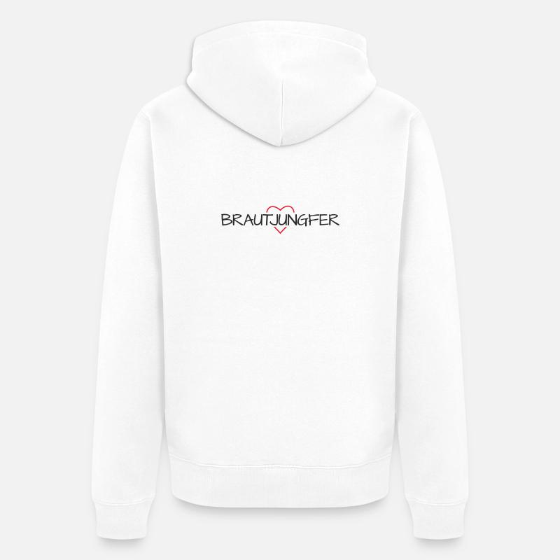 Brautjungfer Herz Junggesellinenabschied - Unisex Premium Bio Zip Hoodie - Weiß