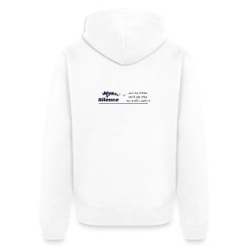 My Silence, Kleidungsdesign - Unisex Premium Bio Zip Hoodie - Weiß - Hinten - Thijin (182cm)