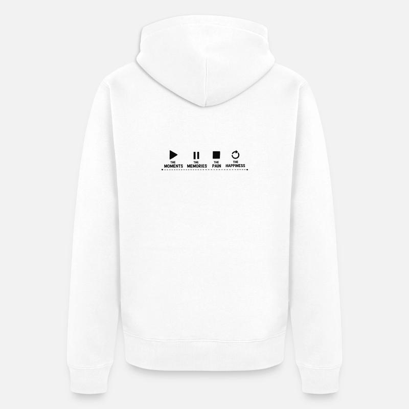 Pleine conscience, moments, souvenirs, bonheur - Veste à capuche bio Premium Unisexe - blanc