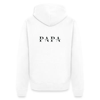 Horizontales PAPA Design in Schwarz für helle Mode - Unisex Premium Bio Zip Hoodie - Weiß - Hinten - Thijin (182cm)