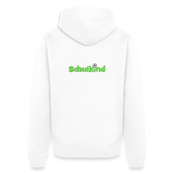 Schulkind mit Fußballball - Unisex Premium Bio Zip Hoodie - Weiß - Hinten - Thijin (182cm)