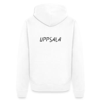 Uppsala Wildleder-Grunge-Bürstenbürste Schwarz - Unisex Premium Bio Zip Hoodie - Weiß - Hinten - Thijin (182cm)