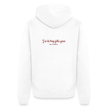j'ai de trop jolis yeux pour travailler - Veste à capuche bio Premium Unisexe - blanc - Dos - Thijin (182cm)