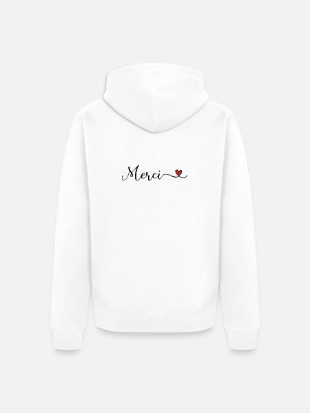 Merci mit Herz - Unisex Premium Bio Zip Hoodie - Weiß