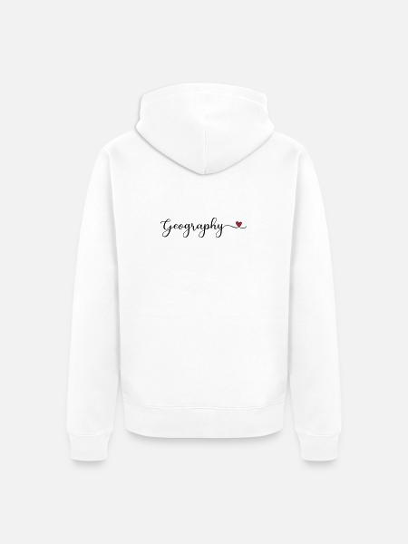 Geographie Herztypografie - Unisex Premium Bio Zip Hoodie - Weiß