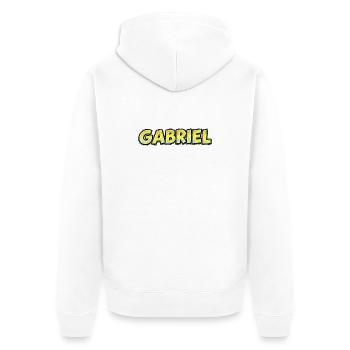 Gabriel – Handgezeichnete Typografie - Unisex Premium Bio Zip Hoodie - Weiß - Hinten - Thijin (182cm)