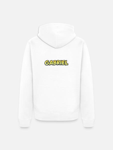 Gabriel – Handgezeichnete Typografie - Unisex Premium Bio Zip Hoodie - Weiß