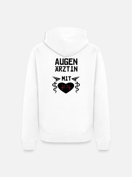 Augenärztin mit Herz Geschenk - Unisex Premium Bio Zip Hoodie - Weiß