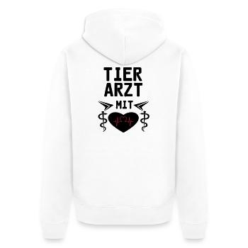 Tierarzt mit Herz Geschenk - Unisex Premium Bio Zip Hoodie - Weiß - Hinten - Thijin (182cm)