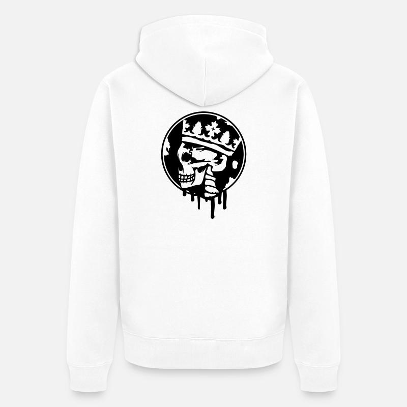 Totenschädel mit Krone Graffiti - Unisex Premium Bio Zip Hoodie - Weiß