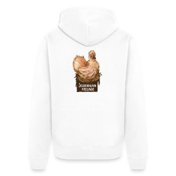 seidenhuhn - Unisex Premium Bio Zip Hoodie - Weiß - Hinten - Thijin (182cm)