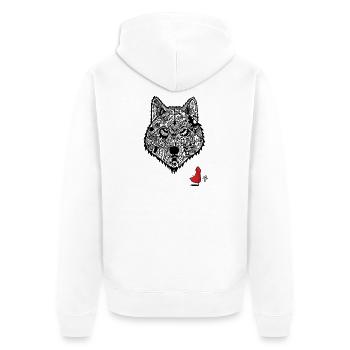 Le loup du Chaperon rouge - Veste à capuche bio Premium Unisexe - blanc - Dos - Thijin (182cm)