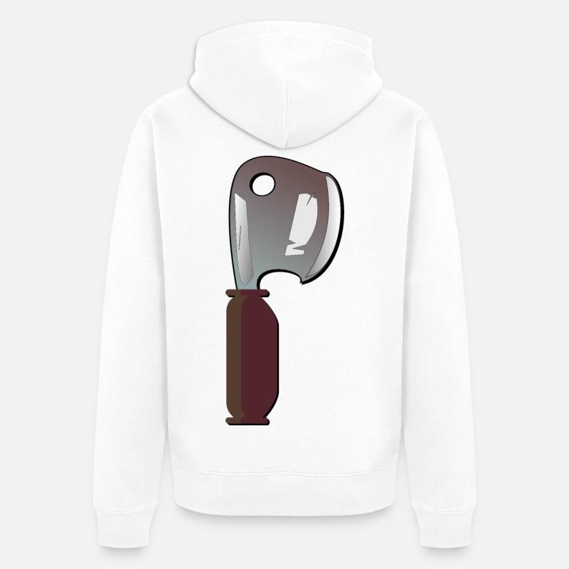Hackbeil KÜCHENMESSER KÜCHE KOCHEN - Unisex Premium Bio Zip Hoodie - Weiß