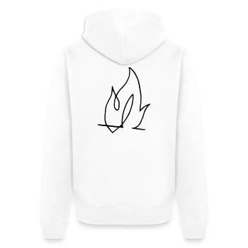 Flamme, Feuer !!! - Unisex Premium Bio Zip Hoodie - Weiß - Hinten - Thijin (182cm)