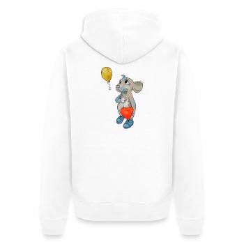 Maus und Luftbollon - Unisex Premium Bio Zip Hoodie - Weiß - Hinten - Thijin (182cm)