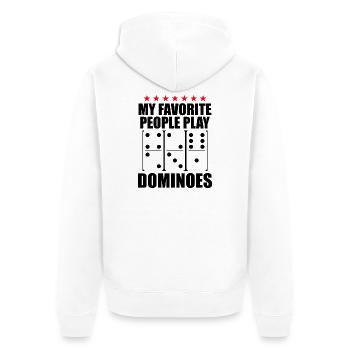 Domino Design - Unisex Premium Bio Zip Hoodie - Weiß - Hinten - Thijin (182cm)