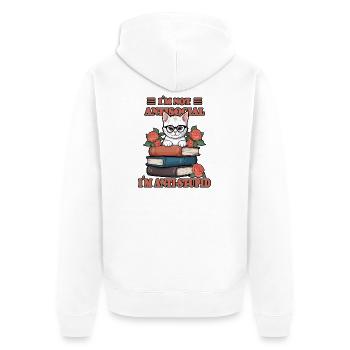 Schlaue Katze - Unisex Premium Bio Zip Hoodie - Weiß - Hinten - Thijin (182cm)