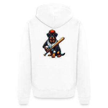 Chien de baseball Rottweiler - Veste à capuche bio Premium Unisexe - blanc - Dos - Thijin (182cm)
