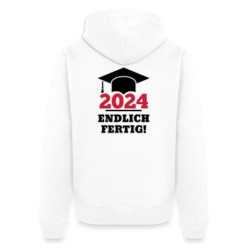 Doktorhut 2024 - Geschenk Studenten Endlich Fertig - Unisex Premium Bio Zip Hoodie - Weiß - Hinten - Thijin (182cm)