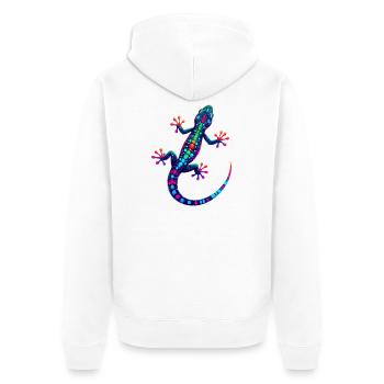 Gecko - Unisex Premium Organic Zip Hoodie - white - Back - Thijin (182cm)