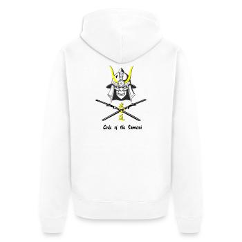 Samuraihelm Kabuto 4 - Unisex Premium Bio Zip Hoodie - Weiß - Hinten - Thijin (182cm)