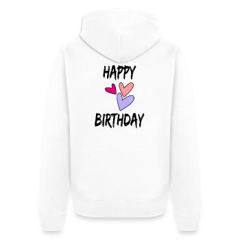 ALLES GUTE ZUM GEBURTSTAG - Unisex Premium Bio Zip Hoodie - Weiß - Hinten - Thijin (182cm)